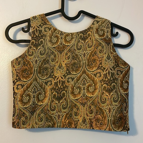 Child Club Designer Wear Jacquard Bronze Gold Crop Top size 30 (4T) - Picture 1 of 15